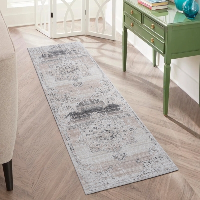 Naar 2x8 Traditional Stain-Resistant Area Rug with Cotton Backing, Cream