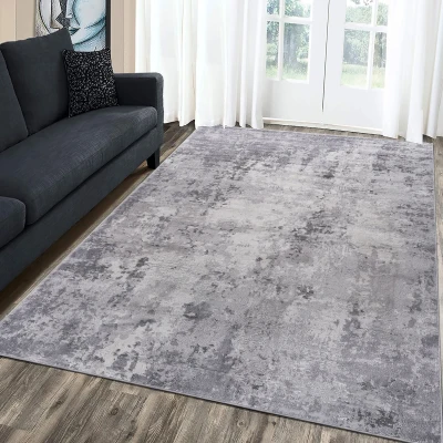 Naar 5x7 Stain-Resistant Rug with Non-Shedding Design and Cotton Backing, Grey