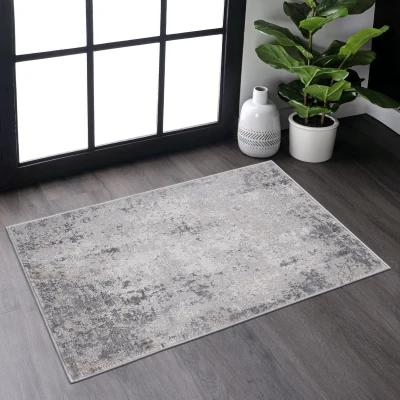 Naar 2x3 Stain-Resistant Area Rug with Cotton Backing, Ivory+Taupe