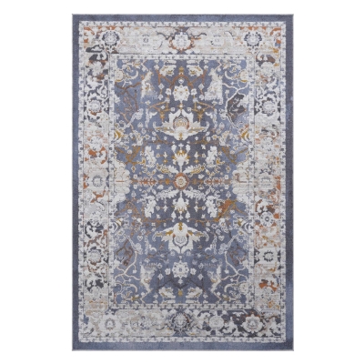 Naar 2x3 Stain-Resistant Area Rug with Non-Shedding Design and Cotton Backing, Blue