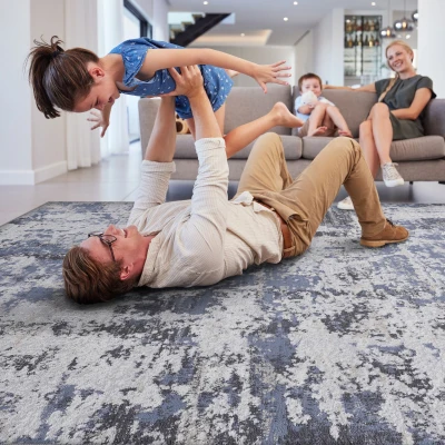Naar 8x10 Stain-Resistant Area Rug with Cotton Backing, Grey
