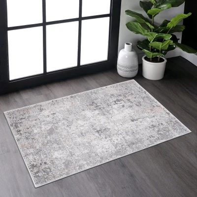 Naar 2x3 Abstract Stain-Resistant Area Rug with Non-Shedding Design, Grey