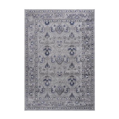 Naar 8x10 Stain-Resistant Area Rug with Cotton Backing, Grey+Blue