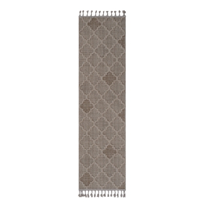 Naar 2x8 Indoor Outdoor Stain-Resistant Area Rug with Medium Pile Height, Cream