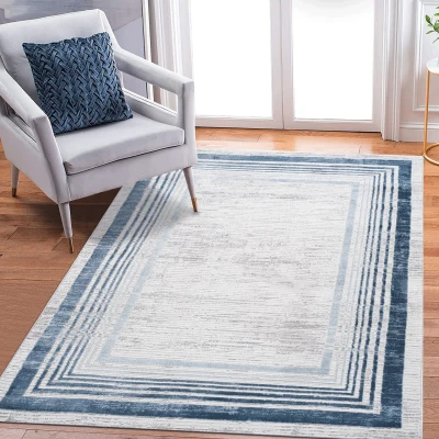 Naar 5x7 Stain-Resistant Area Rug with Cotton Backing, Blue
