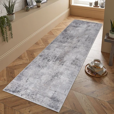 Naar 2x8 Abstract Stain-Resistant Area Rug with Non-Shedding Design, Ivory+Taupe