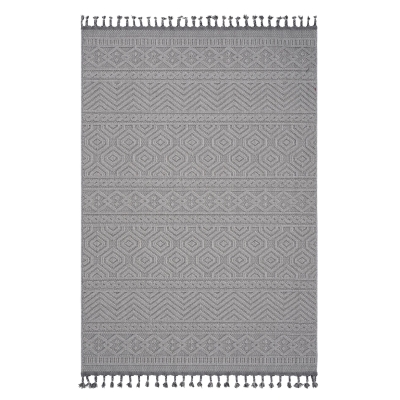 Naar 8x10 Geometric Indoor Outdoor Stain-Resistant Area Rug with Medium Pile Height, White
