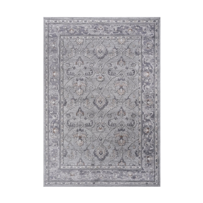 Naar 5x7 Oriental Stain-Resistant Area Rug with Cotton Backing, Ivory+Grey