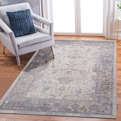Naar 5x7 Stain-Resistant Area Rug with Cotton Backing, Brown+Beige