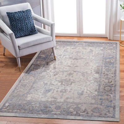 Naar 5x7 Stain-Resistant Area Rug with Cotton Backing, Brown+Beige