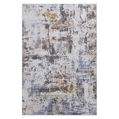 Naar 5x7 Abstract Stain-Resistant Area Rug with Cotton Backing, Ivory+Navy