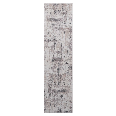 Naar 2x8 Stain-Resistant Area Rug with Cotton Backing, Cream+Brown