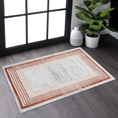 Naar 2x3 Stain-Resistant Area Rug with Cotton Backing, Brown