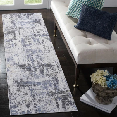 Naar 2x8 Stain-Resistant Area Rug with Cotton Backing, Grey