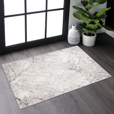 Naar 2x3 Stain-Resistant Area Rug with Non-Shedding Design and Cotton Backing, Multicolor
