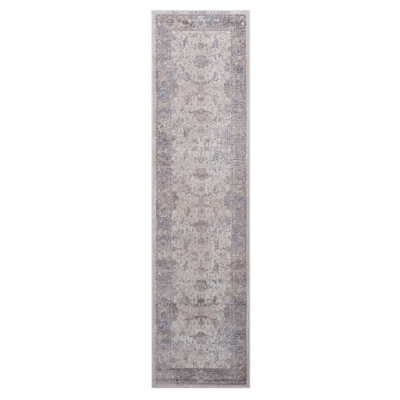 Naar 2x8 Stain-Resistant Area Rug with Cotton Backing, Brown+Beige