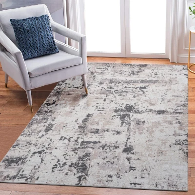 Naar 5x7 Stain-Resistant Area Rug with Cotton Backing, Cream+Brown