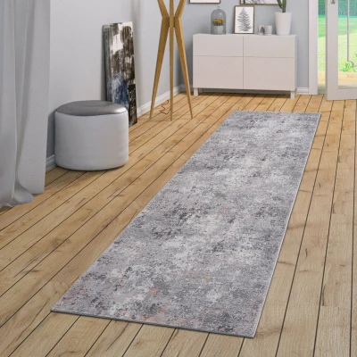 Naar 2x8 Abstract Stain-Resistant Area Rug with Non-Shedding Design, Grey