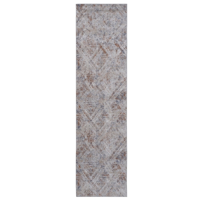Naar 2x8 Geometric Stain-Resistant Area Rug with Non-Shedding Design and Cotton Backing, Beige