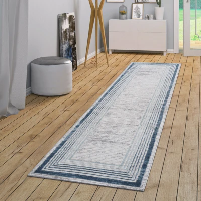 Naar 2x8 Stain-Resistant Area Rug with Cotton Backing, Blue