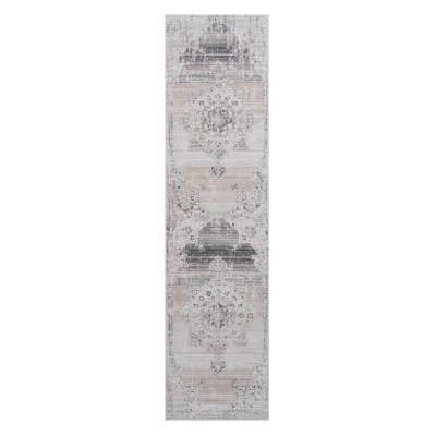 Naar 2x8 Traditional Stain-Resistant Area Rug with Cotton Backing, Cream