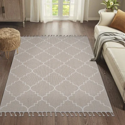 Naar 6x9 Indoor Outdoor Stain-Resistant Area Rug with Medium Pile Height, Ivory