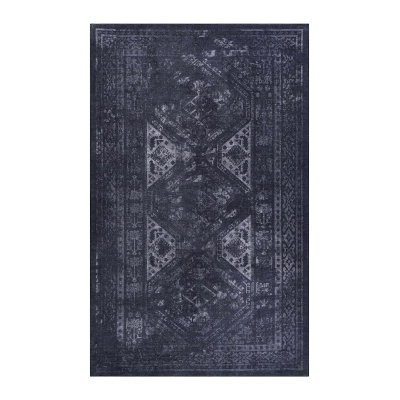 9x12 Washable Kid and Pet Friendly Area Rug, Black+Grey