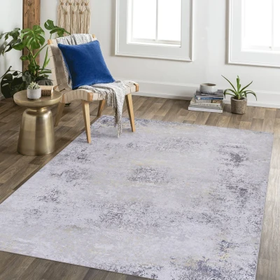 3x5 Non-Slip Machine Washable Area Rug with Low-Pile, Grey