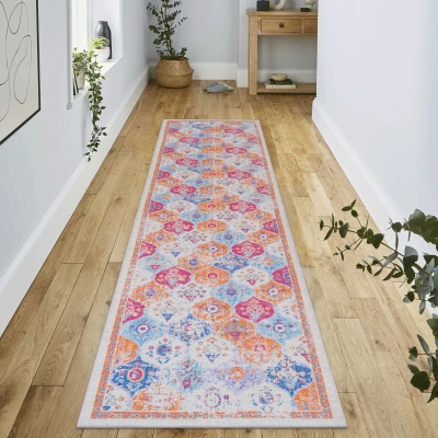 2x10 Low-Pile Non-Slip Non-Shedding Washable Area Rug, Red