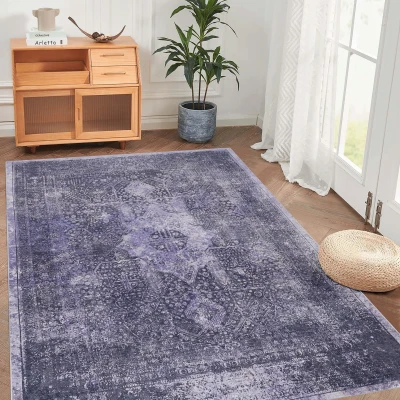 9x12 Washable Low-Pile Non-Slip Non-Shedding Area Rug, Anthracite