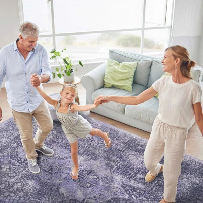 6x9 Washable Low-Pile Kid and Pet Friendly Area Rug, Anthracite