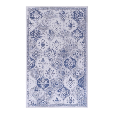 5x8 Washable Kid and Pet Friendly Area Rug, Blue