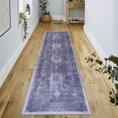 2x10 Low-Pile Non-Slip Non-Shedding Washable Area Rug, Anthracite