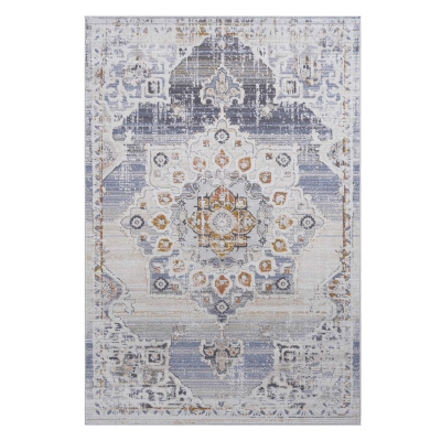 2x3 Medallion Stain-Resistant Area Rug with Cotton Backing, Cream