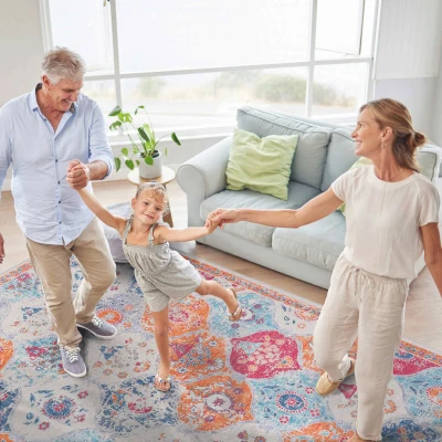 5x8 Washable Kid and Pet Friendly Area Rug, Red
