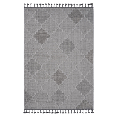 5x7 Stain-Resistant Area Rug with Easy Maintenance, White+Grey