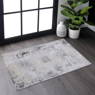 2x3 Non-Slip Machine Washable Doormat with Low-Pile, Grey