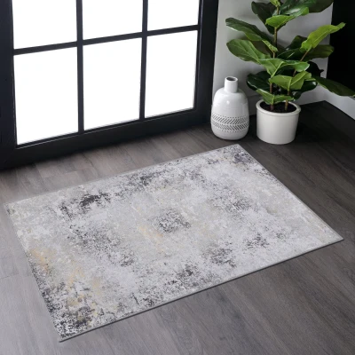 2x3 Non-Slip Machine Washable Doormat with Low-Pile, Grey