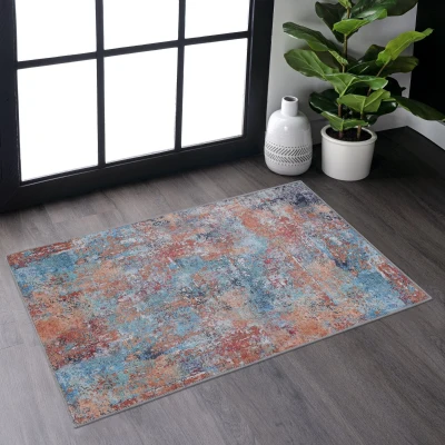 2x3 Machine Washable Non-Shedding Doormat with Low-Pile, Multicolor