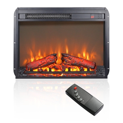 23" Remote Control Electric Fireplace Insert with Timer and Overheating Protection, Antique Black