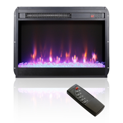 23" Remote Control Electric Fireplace Insert with Overheating Protection, Antique Black