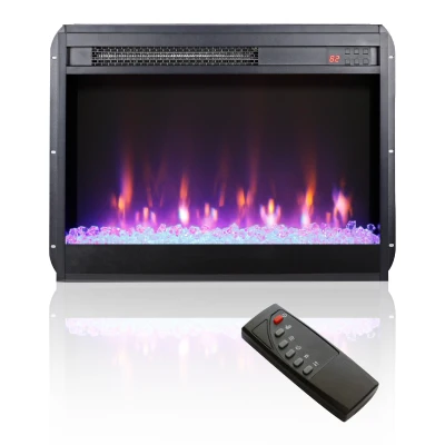23" Remote Control Electric Fireplace Insert with Overheating Protection, Antique Black