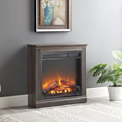 18" CSA/UL Certified Electric Fireplace Insert with Log Set and Realistic Flame, Antique Black
