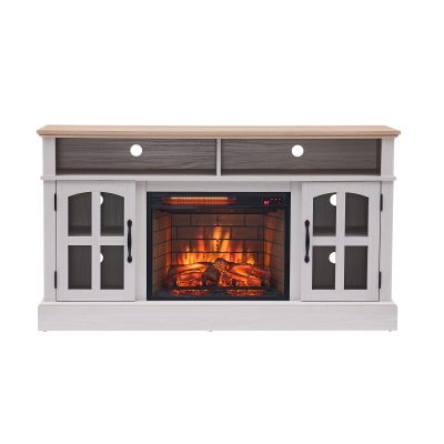 58" Entertainment Center with 23" Electric Fireplace, White