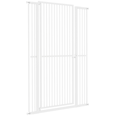 PawHut 59" Extra Tall Cat Gate, 30"-41" Pet Gate with 2.8" and 5.5" Extensions, for Doorway, Hallway, Stairway, White
