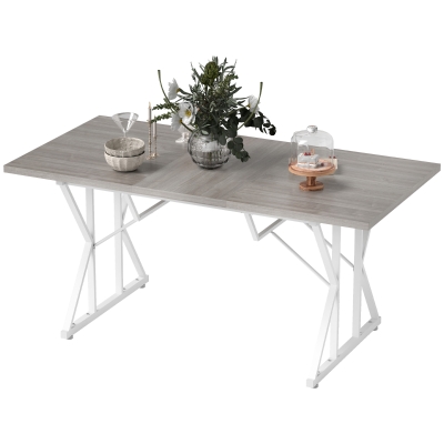 HOMCOM 63"-47" Extendable Farmhouse Dining Table, Gray