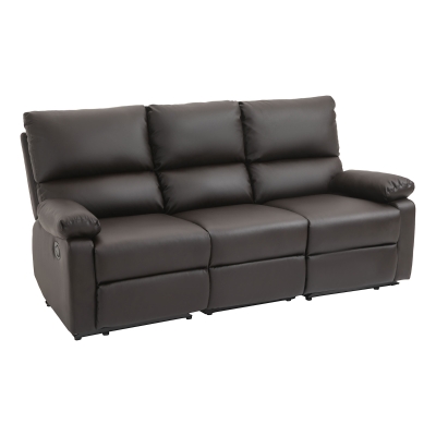 HOMCOM Modern 3-Seater Sofa with Recliners, PU Leather, Brown