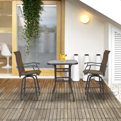 Outdoor Patio Bar Set 25.5''x23.25''x52'' Brown