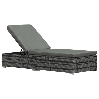 Outsunny Wicker Outdoor Lounge Chair, Patio Lounge Chair with 5-Level Adjustable Backrest & Cushion for Poolside, Mixed Grey