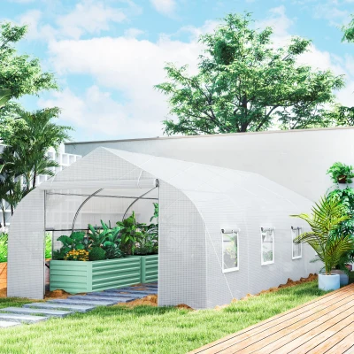 Outsunny 20' x 10' Tunnel Greenhouse, Walk-In with Roll Up Door